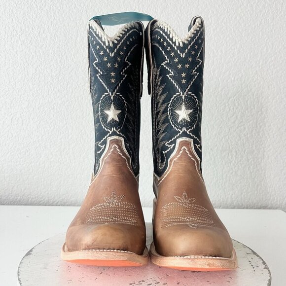 Lane RODEO HOUSTON Mens Cowboy Boots Size 12B Brown Leather Western Blunt Toe - Picture 6 of 14